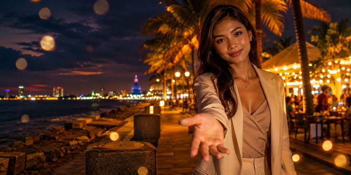 Suasana malam pasar Vietnam dengan cahaya gemerlap dan aktivitas betting yang ramai