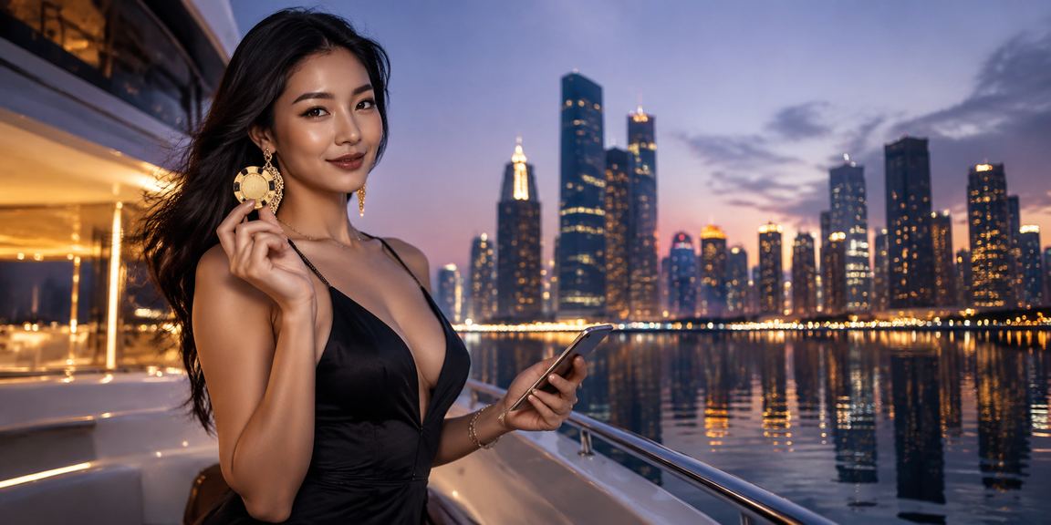 Pengguna wanita mengakses casino mobile dengan nyaman di ruangan